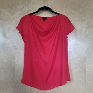 Ann Taylor Cap Sleeve Cowl Neck Top Red Size S